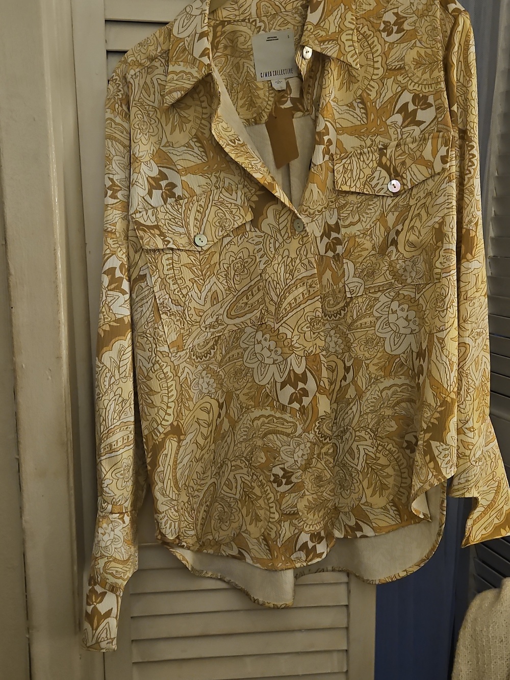 C/MEO Collective Mens Yellow Paisley Lightweight Shirt Jacket